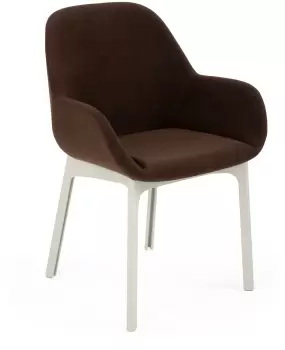 Scaun Kartell Clap design Patricia Urquiola baza alb tapiterie Aquaclean maro imagine
