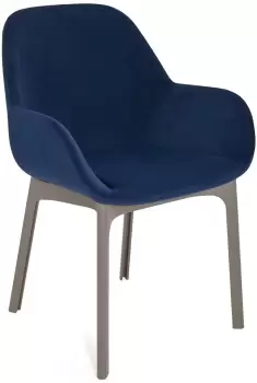 Scaun Kartell Clap design Patricia Urquiola baza grej tapiterie Aquaclean albastru imagine