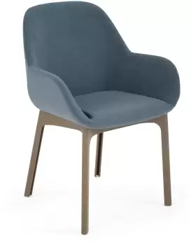 Scaun Kartell Clap design Patricia Urquiola baza grej tapiterie Aquaclean albastru pudrat imagine