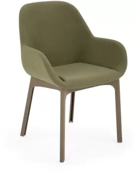 Scaun Kartell Clap design Patricia Urquiola baza grej tapiterie Aquaclean verde imagine