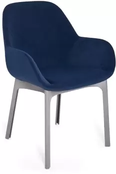 Scaun Kartell Clap design Patricia Urquiola baza gri tapiterie Aquaclean albastru imagine