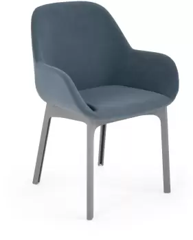Scaun Kartell Clap design Patricia Urquiola baza gri tapiterie Aquaclean albastru pudrat imagine
