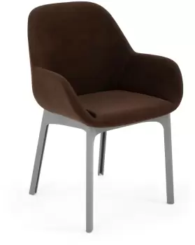Scaun Kartell Clap design Patricia Urquiola baza gri tapiterie Aquaclean maro imagine