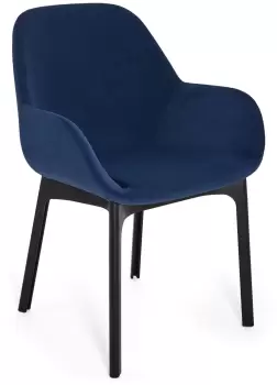 Scaun Kartell Clap design Patricia Urquiola baza negru tapiterie Aquaclean albastru imagine