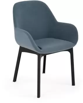 Scaun Kartell Clap design Patricia Urquiola baza negru tapiterie Aquaclean albastru pudrat imagine