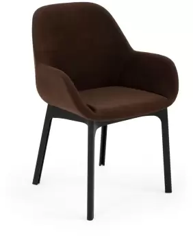 Scaun Kartell Clap design Patricia Urquiola baza negru tapiterie Aquaclean maro imagine