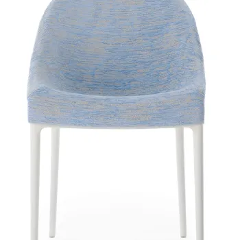 Scaun Kartell Eleganza Ela design Philippe Starck cadru alb tapiterie Melange Light Blue imagine