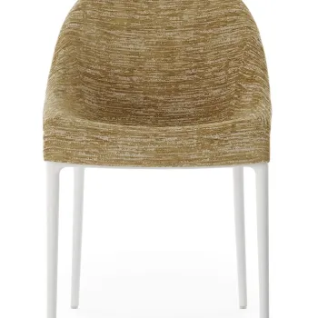 Scaun Kartell Eleganza Ela design Philippe Starck cadru alb tapiterie Melange Mustard imagine