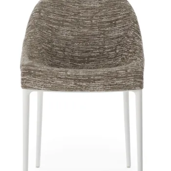 Scaun Kartell Eleganza Ela design Philippe Starck cadru alb tapiterie Melange Taupe imagine
