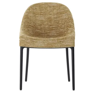 Scaun Kartell Eleganza Ela design Philippe Starck cadru negru tapiterie Melange Mustard imagine