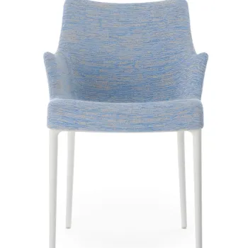 Scaun Kartell Eleganza Nia design Philippe Starck cadru alb tapiterie Melange Light Blue imagine