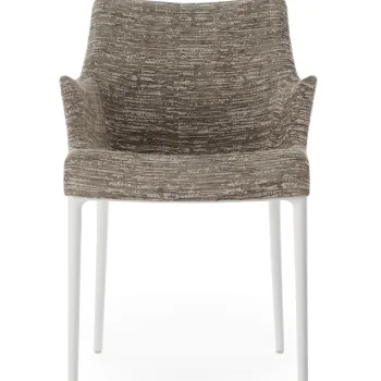 Scaun Kartell Eleganza Nia design Philippe Starck cadru alb tapiterie Melange Taupe imagine