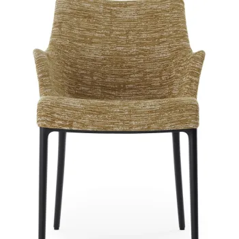 Scaun Kartell Eleganza Nia Design Philippe Starck cadru negru tapiterie Melange Mustard imagine