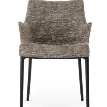 Scaun Kartell Eleganza Nia design Philippe Starck cadru negru tapiterie Melange Taupe imagine