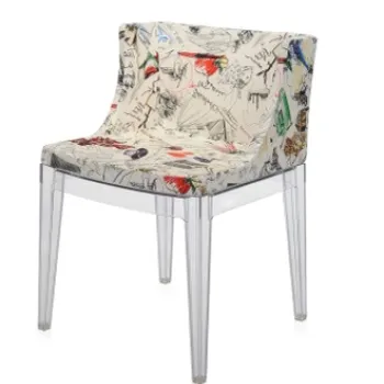 Scaun Kartell Mademoiselle A La Mode design Philippe Starck cadru transparent tapiterie Moschino schite imagine