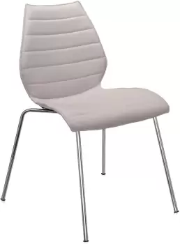 Scaun Kartell Maui Soft Trevira design Vico Magistretti baza crom tapiterie Trevira bej imagine