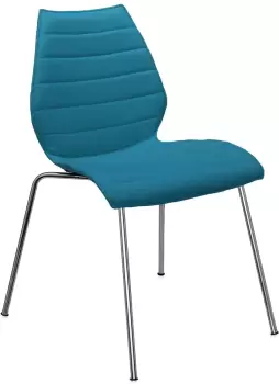 Scaun Kartell Maui Soft Trevira design Vico Magistretti baza crom tapiterie Trevira bleu imagine