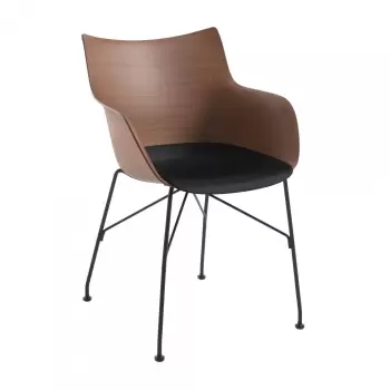 Scaun Kartell Smart Wood Q/Wood design Philippe Stark Basic Veneer Dark wood - sezut negru picioare negre imagine
