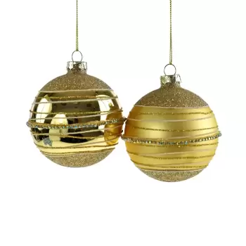 Set 2 decoratiuni brad Deko Senso Rhinestone sticla 8cm auriu imagine