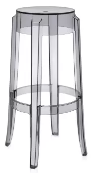 Set 2 scaune bar Kartell Charles Ghost 2005 design Philippe Starck h75cm gri transparent imagine
