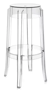 Set 2 scaune bar Kartell Charles Ghost 2005 design Philippe Starck h75cm  transparent imagine