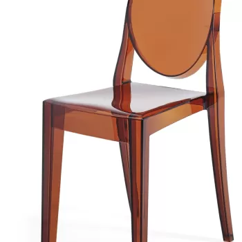 Set 2 scaune Kartell Victoria Ghost design Philippe Starck maro transparent imagine
