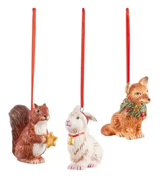 Set 3 decoratiuni brad Villeroy & Boch Nostalgic Ornaments Forest animals 6x7cm imagine