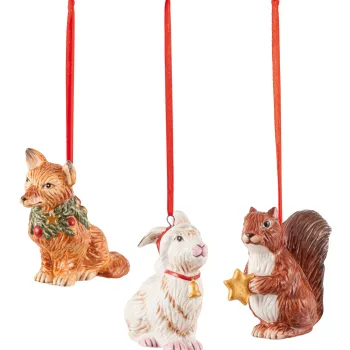 Set 3 decoratiuni brad Villeroy & Boch Nostalgic Ornaments Forest animals 6x7cm imagine