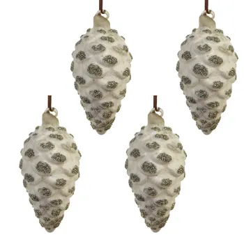 Set 4 decoratiuni brad Deko Senso con 14cm sticla gri cu detalii argintii imagine