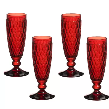 Set 4 pahare sampanie Villeroy & Boch Boston Flute rosu 163mm 0 15 litri imagine
