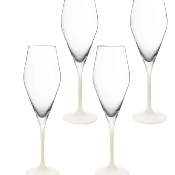 Set 4 pahare sampanie Villeroy & Boch Manufacture Rock Blanc Flute 260 ml imagine
