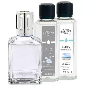 Set Berger lampa catalitica Essentielle Caree cu parfum Vent d'Ocean si So Neutral imagine
