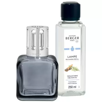 Set Berger lampa catalitica Ice Cube Grey cu parfum Pure White Tea imagine