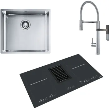 Set bucatarie Franke 1: plita inductie cu hota integrata  chiuveta inox si baterie Vital Semi-Pro  mobilier inclus  - EXPUS imagine