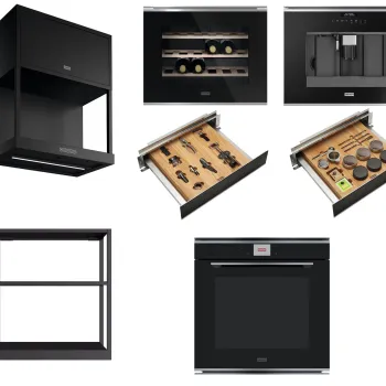 Set bucatarie Franke 3:  hota Modular cu raft  cuptor electric  vitrina vin cu sertar  espressor cu sertar EXPUS imagine