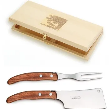 Set cutite branzeturi Claude Dozorme Berlingot maner lemn exotic 2 piese cutie lemn fag imagine