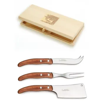 Set cutite branzeturi Claude Dozorme Berlingot maner lemn exotic 3 piese cutie lemn fag imagine