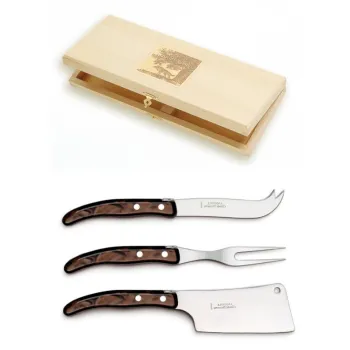 Set cutite branzeturi Claude Dozorme Berlingot maner rasina maro 3 piese cutie lemn fag imagine