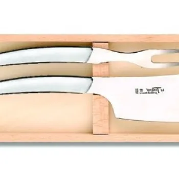 Set cutite branzeturi Claude Dozorme Le Thiers Cheese Service cu maner inox mat 2 piese cutie lemn fag imagine