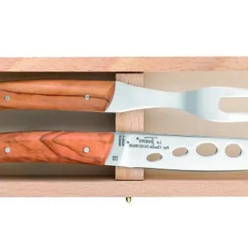 Set cutite branzeturi Claude Dozorme Le Thiers cu maner lemn maslin 2 piese cutie lemn fag imagine