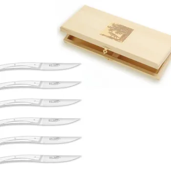 Set cutite friptura Claude Dozorme Classic Le Thiers Liner cu maner alb 6 piese cutie lemn fag imagine