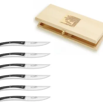 Set cutite friptura Claude Dozorme Classic Le Thiers Liner cu maner negru 6 piese cutie lemn fag imagine