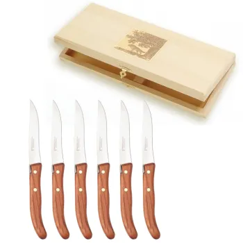 Set cutite friptura Claude Dozorme Grillade cu maner din lemn exotic 6 piese cutie lemn fag imagine