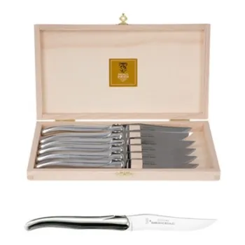 Set cutite friptura Claude Dozorme Laguiole cu maner aluminiu 6 piese cutie lemn fag imagine