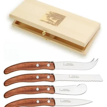 Set cutite mic dejun Claude Dozorme Berlingot 4P maner lemn exotic 4 piese cutie lemn fag imagine