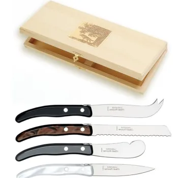 Set cutite mic dejun Claude Dozorme Berlingot 4P maner rasina mix gri - maro 4 piese cutie lemn fag imagine