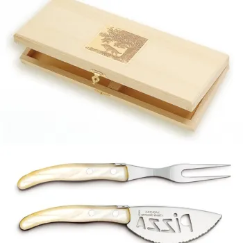 Set cutite pizza Claude Dozorme Berlingot maner rasina natural 2 piese cutie lemn fag imagine