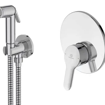 Set dus igiena intima Ideal Standard Alpha 4 in 1 cu para agatatoare furtun de dus 1250mm si baterie incastrata crom imagine