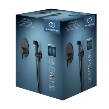 Set dus igiena intima Ideal Standard IdealSpray cu para  agatatoare  furtun de dus 1250mm si baterie incastrata  negru mat imagine