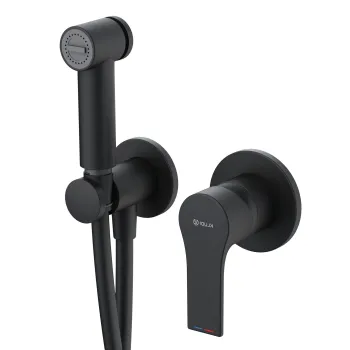 Set dus igiena intima Kludi Zenta SL cu para agatatoare furtun de dus si baterie incastrata negru mat imagine